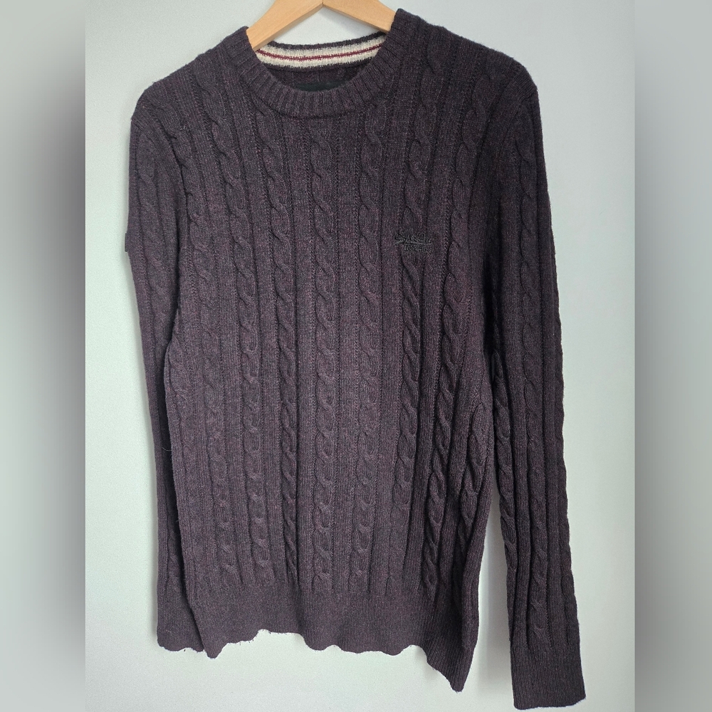 SUPERDRY Cable Knit Wool Blend Sweater